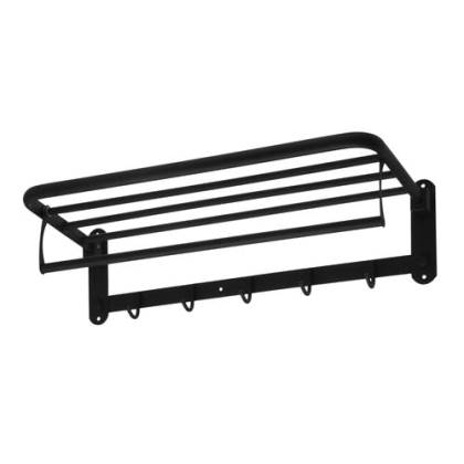 ESTANTE TOALLERO BARRAL OVAL 5 GANCHOS 600X220X170MM NEGRO