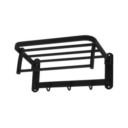 ESTANTE TOALLERO REFORZADO RECTO 3 GANCHOS 400X220X170MM NEGRO