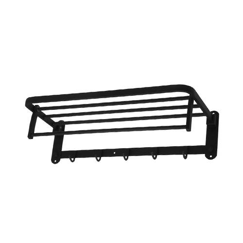 ESTANTE TOALLERO REFORZADO RECTO 5 GANCHOS 600X220X170MM NEGRO