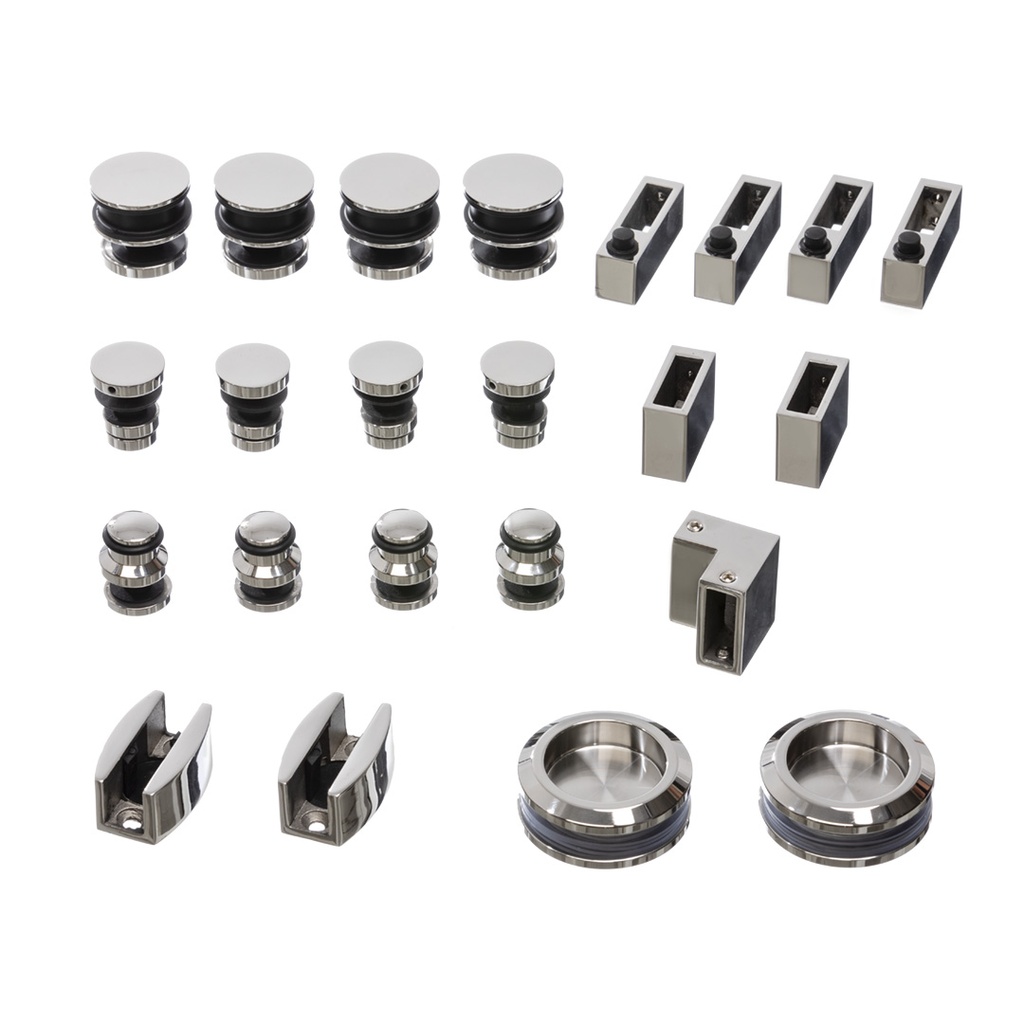 KIT PARA VIDRIO CORREDIZO 2 HOJAS CROMADO