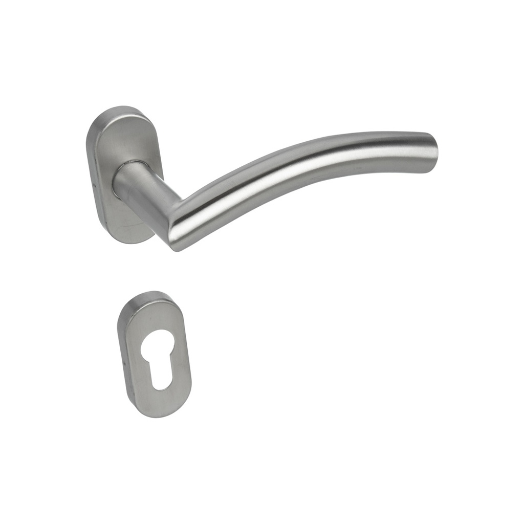 MANIJA ACERO INOXIDABLE CURVA DOBLE BALANCIN BATIENTE ANGOSTO BOCA UNIVERSAL