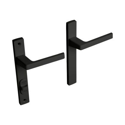 MANIJON PARA PUERTA DE ALUMINIO CON TRABA NEGRO PAR