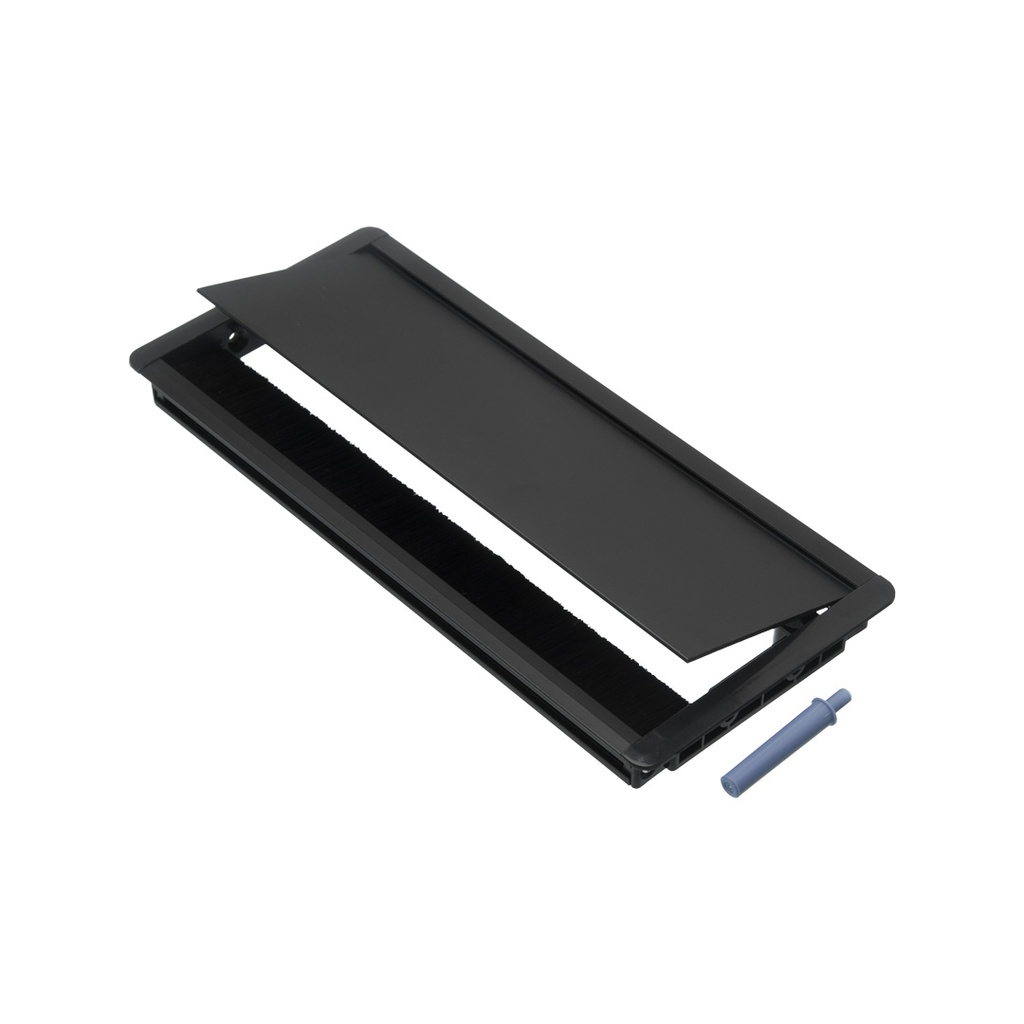 PASACABLE RECTANGULAR ALUMINIO CIERRE LENTO 300X130MM NEGRO