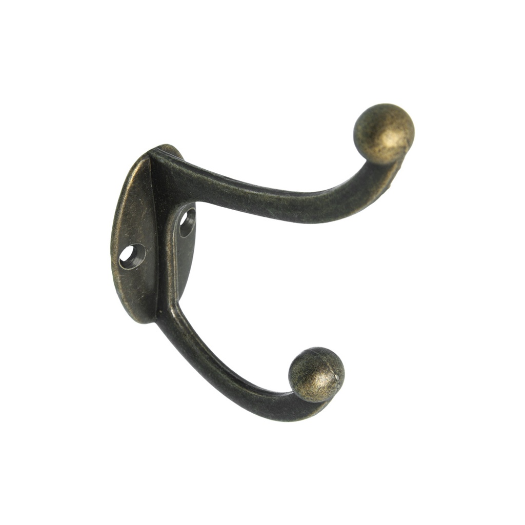 PERCHA DOBLE VERTICAL PLANA BRONCE VIEJO 95X23X69MM
