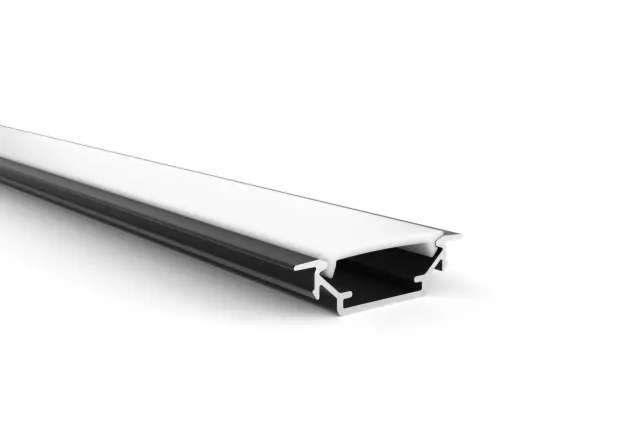 PERFIL LED NEGRO PARA EMBUTIR CON DIFUSOR G. EURO