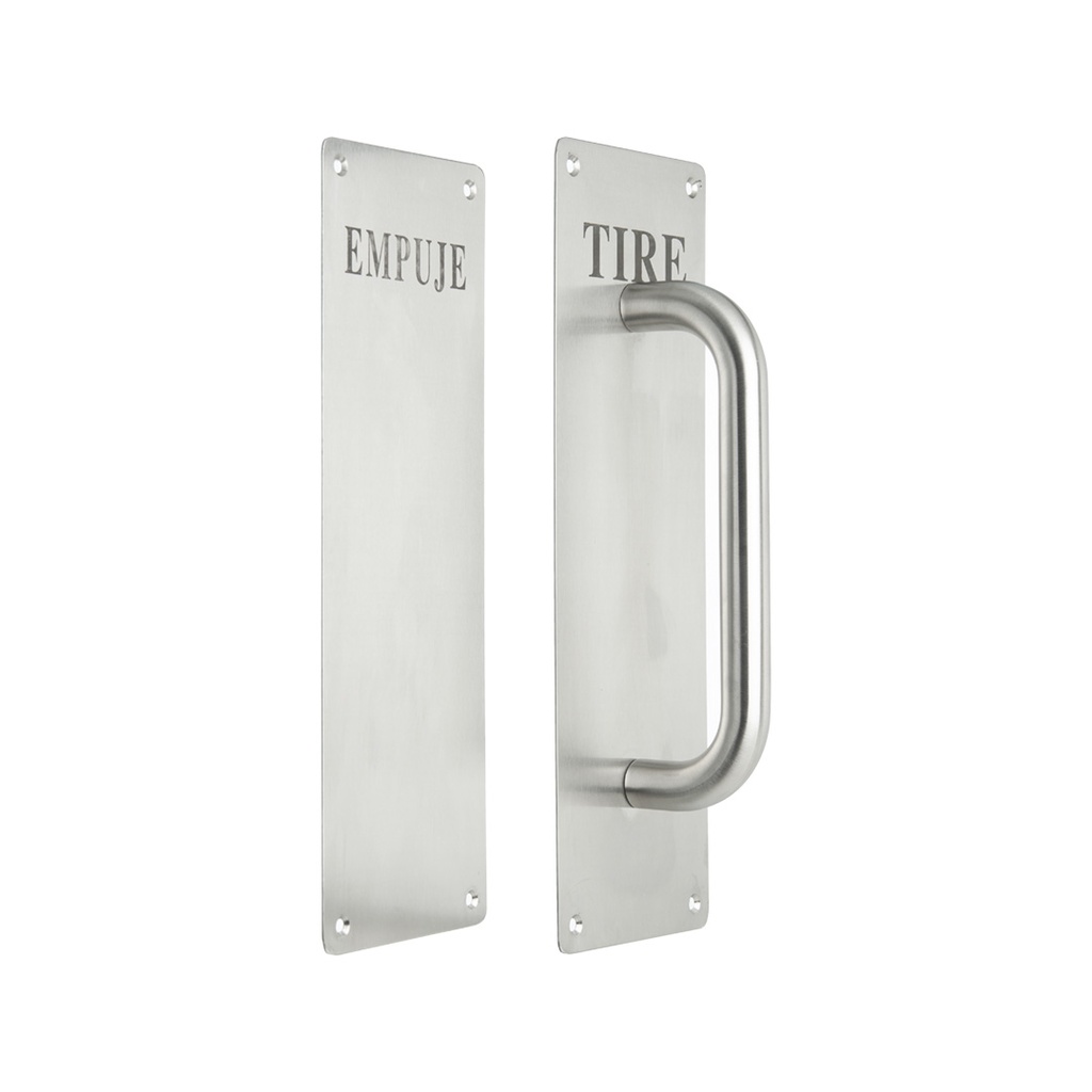 PLACA ACERO INOXIDABLE CON MANIJA JUEGO "TIRE/EMPUJE"