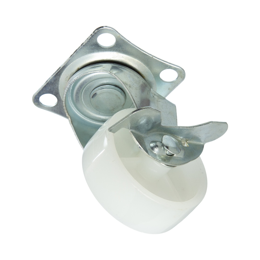 RUEDA BLANCA BASE GIRATORIA 63MM CON FRENO