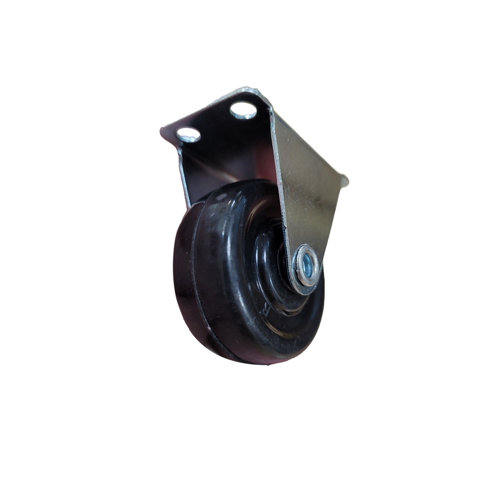 RUEDA GOMA NEGRA BASE FIJA 25MM
