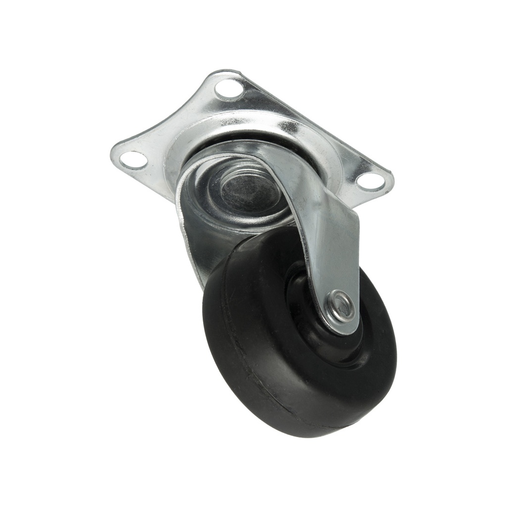 RUEDA GOMA NEGRA BASE GIRATORIA 32MM