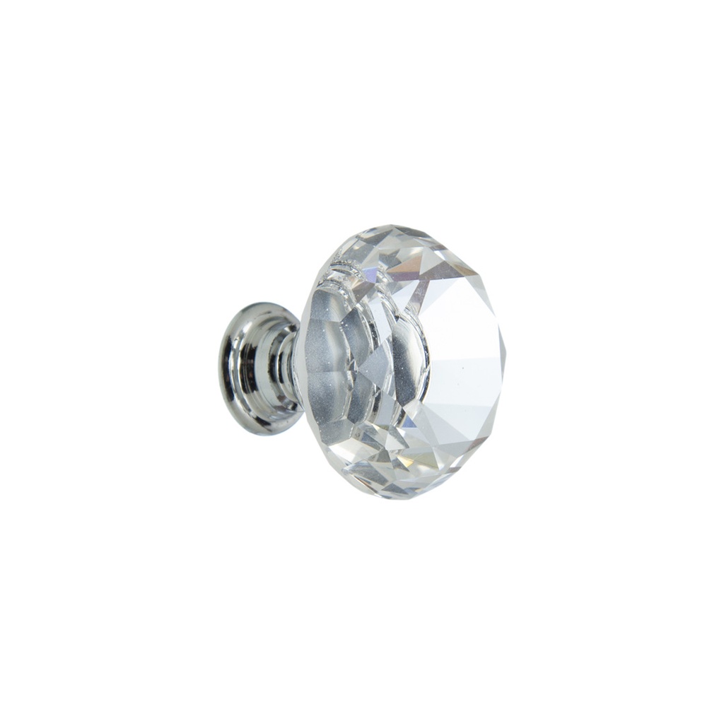 TIRADOR FACETADO CRISTAL DIAMANTE TRANSPARENTE 30X32MM