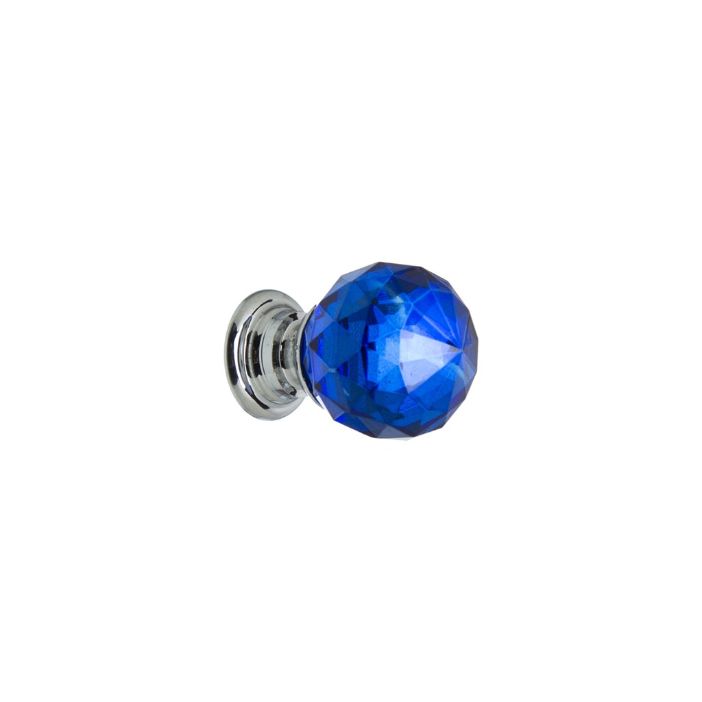 TIRADOR FACETADO CRISTAL ESFERICO AZUL 20X30MM
