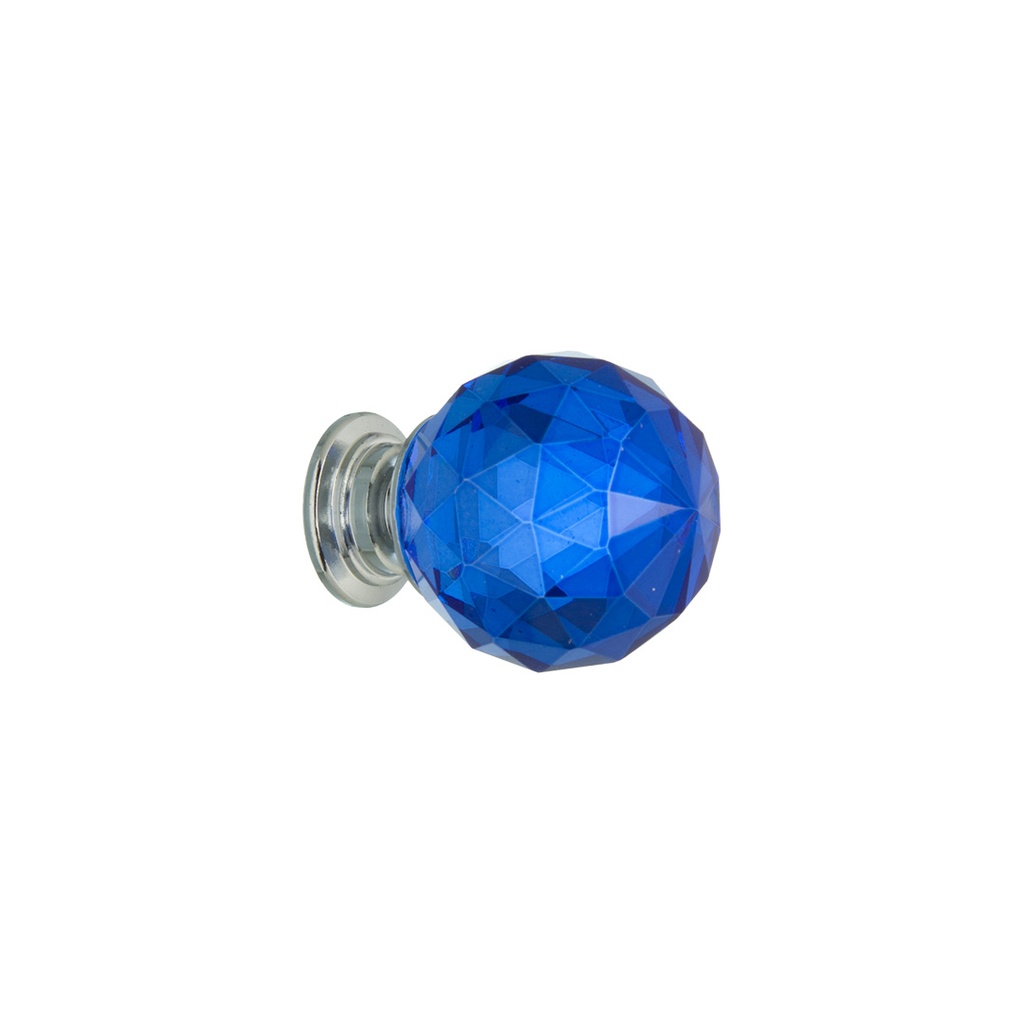 TIRADOR FACETADO CRISTAL ESFERICO AZUL 30X40MM