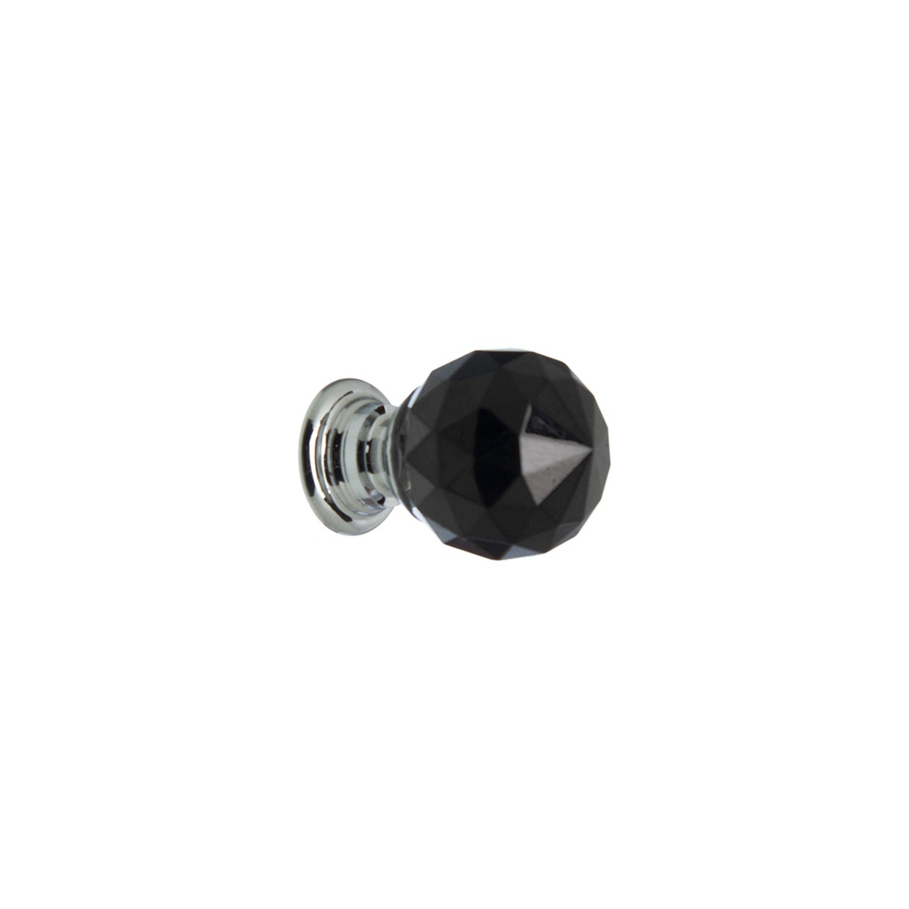 TIRADOR FACETADO CRISTAL ESFERICO NEGRO 20X30MM