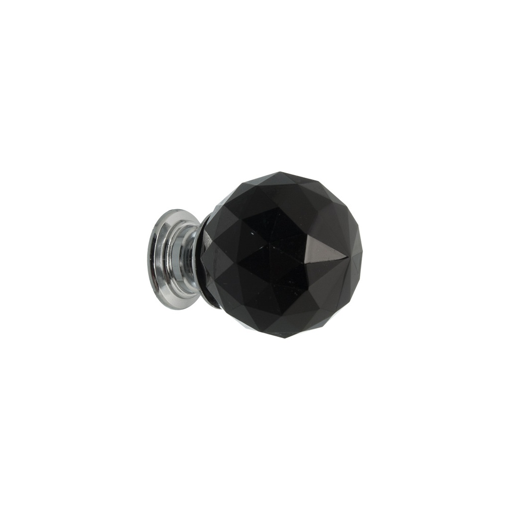 TIRADOR FACETADO CRISTAL ESFERICO NEGRO 30X40MM