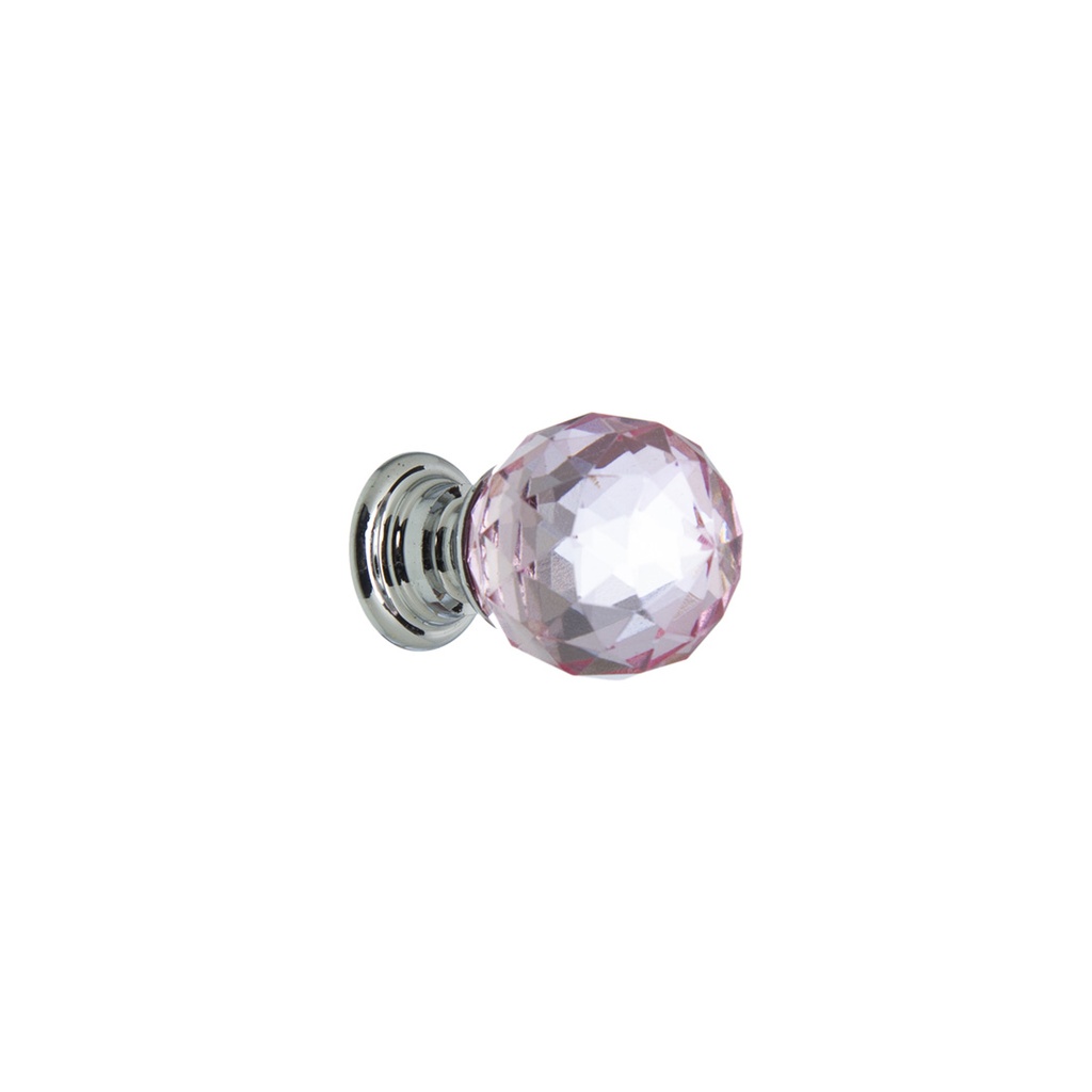 [KAF-TIR-222-R] TIRADOR FACETADO CRISTAL ESFERICO ROSA 20X30MM