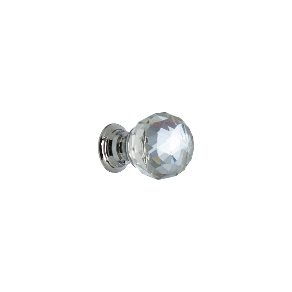 TIRADOR FACETADO CRISTAL ESFERICO TRANSPARENTE 20X30MM