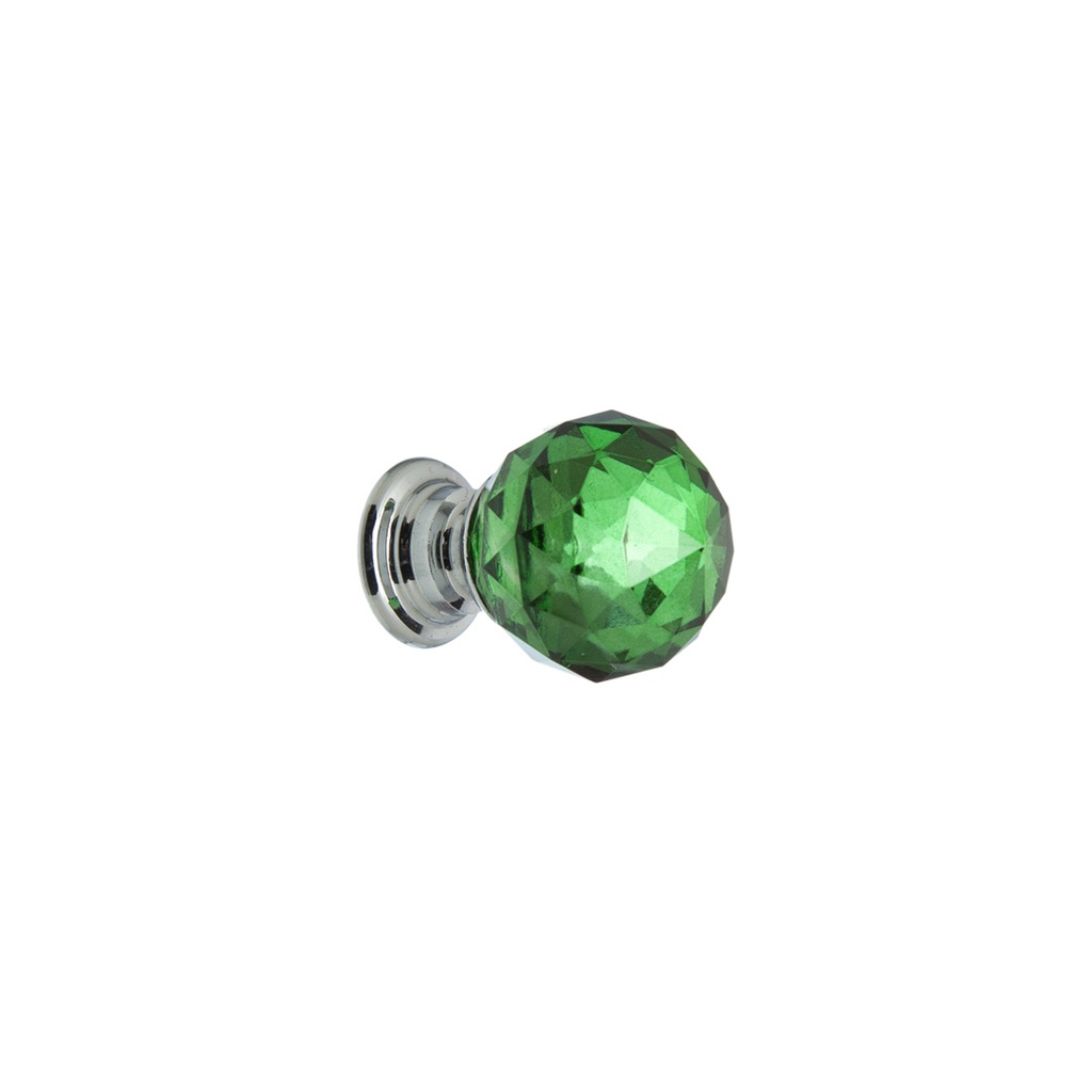 [KAF-TIR-222-V] TIRADOR FACETADO CRISTAL ESFERICO VERDE 20X30MM