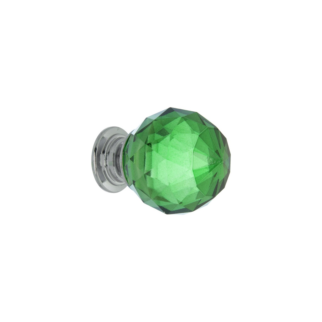TIRADOR FACETADO CRISTAL ESFERICO VERDE 30X40MM