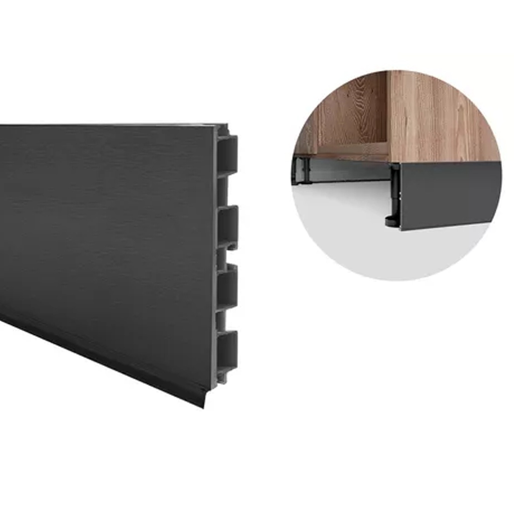 [KAF-TUH-1120-N] ZOCALO ALUMINIO/PVC C/BURLETE NEGRO X 3MTS 120MMX