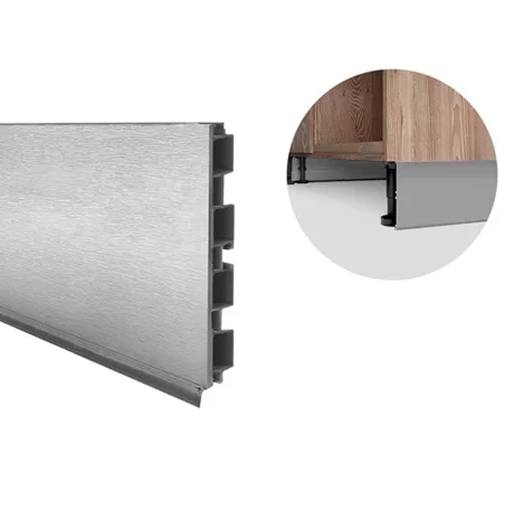 ZOCALO ALUMINIO/PVC CON BURLETE 100MMX X 3MTS