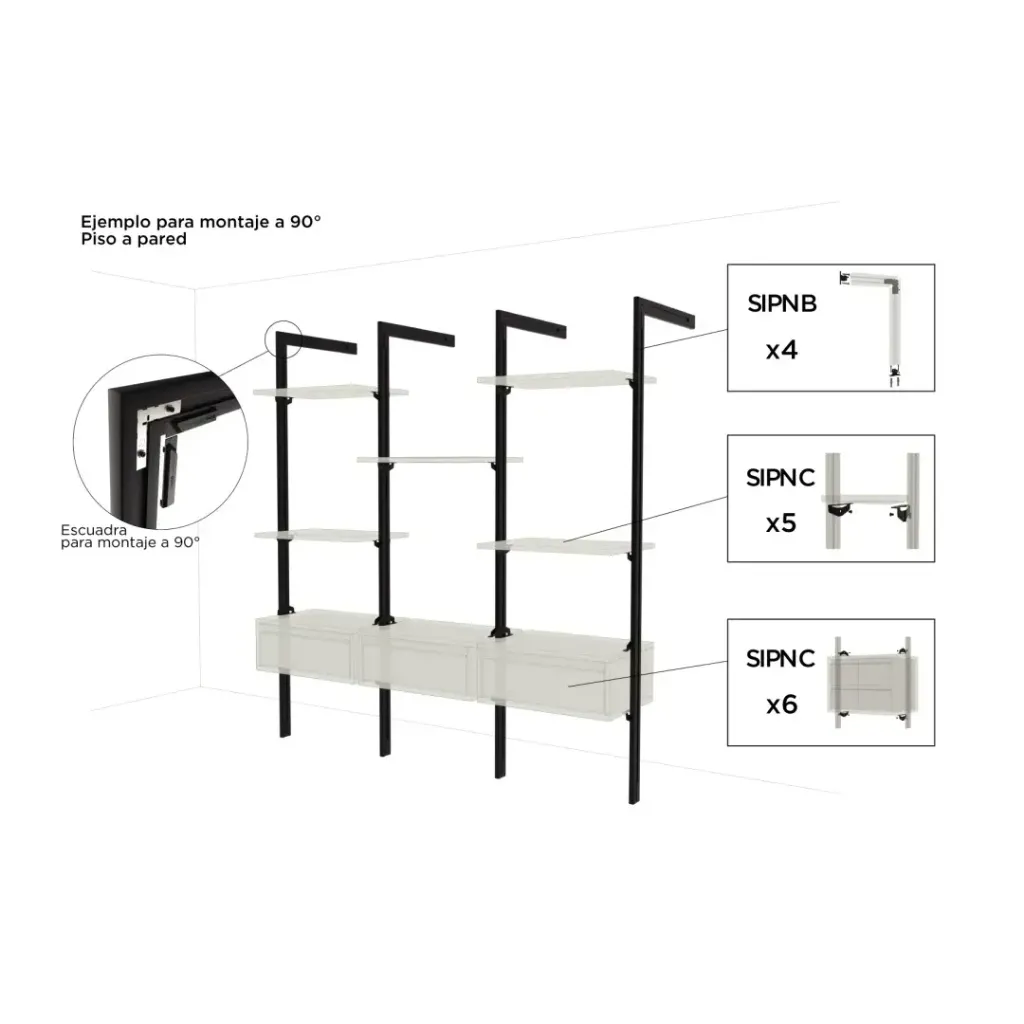 COLUMNA SISTEMA SIP NEGRA - 3MTS